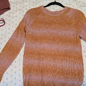 Maurices Pink and Orange Crew Neck Sweater